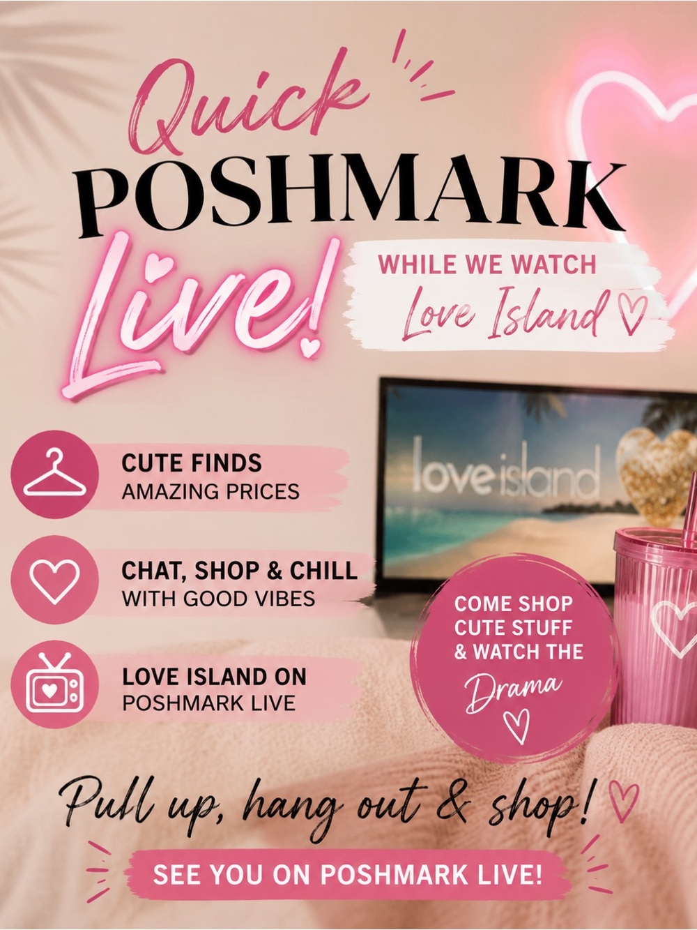 Poshmark Live Event Promo Pink Graphic
